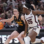 Caitlin Clark playing in the game against South Carolina Gamecocks